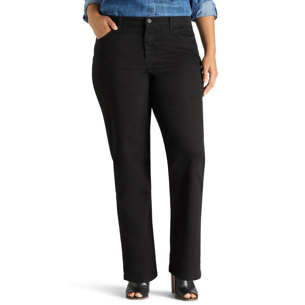 Lee Instantly Slims Jeans Womens 18W Black Straight Leg Relaxed Fit Slimming NEW